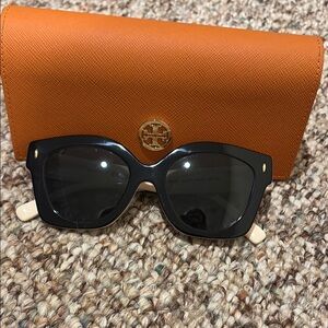 Tory Burch Black Sunglasses with Bold Orange Case